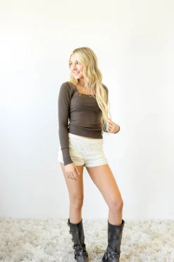 Grommet Long Sleeve Top