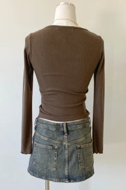 Grommet Long Sleeve Top