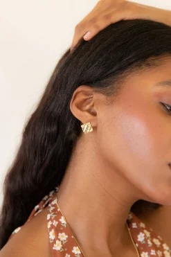 Hammered Square Studd Earrings