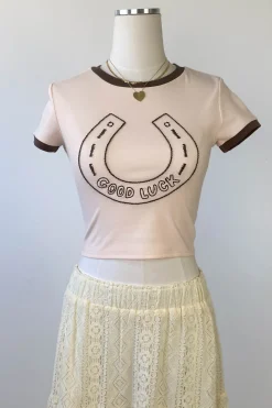 Horseshoe Embroidered Ringer Tee
