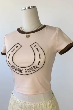 Horseshoe Embroidered Ringer Tee