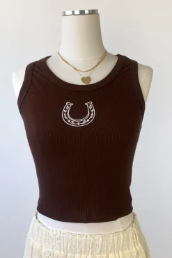 Horseshoe Embroidered Sleeveless Top