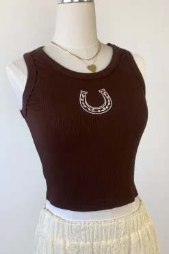 Horseshoe Embroidered Sleeveless Top