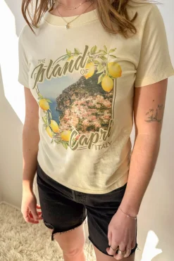 Island Of Capri Long Loose Graphic Baby Tee