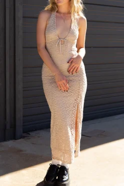 Lace Halter Midi Dress