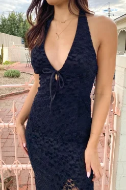 Lace Halter Midi Dress