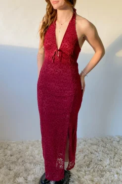 Lace Halter Midi Dress