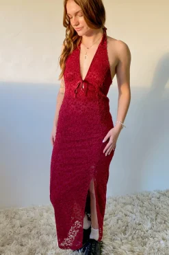 Lace Halter Midi Dress