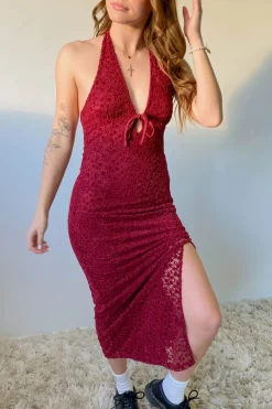 Lace Halter Midi Dress