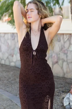 Lace Halter Midi Dress