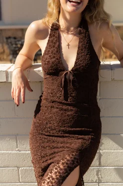 Lace Halter Midi Dress