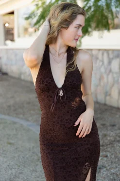Lace Halter Midi Dress