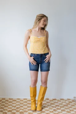 Lace Trim Gingham Top