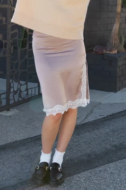 Lace Trim Midi Skirt