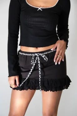 Lace Trim Mini Skirt