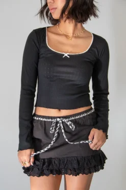 Lace Trim Mini Skirt