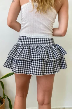 Layered Gingham Mini Skirt