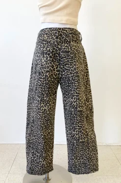 Leopard Print Barrel Pants by For Good