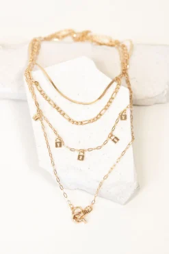 Lock Layered Chain Necklace