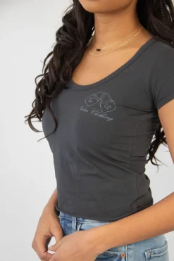 Lockets Scoop Neck Graphic Baby Tee