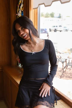 Long Sleeve Pointelle Top