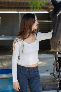 Long Sleeve Pointelle Top