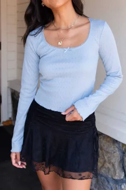Long Sleeve Pointelle Top