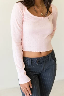 Long Sleeve Pointelle Top