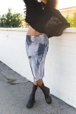 Marbled Mesh Midi Skirt