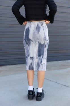 Marbled Mesh Midi Skirt