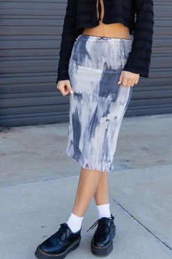 Marbled Mesh Midi Skirt