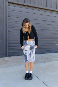 Marbled Mesh Midi Skirt