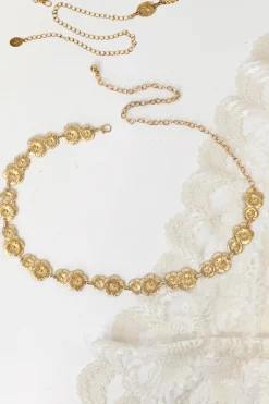 Metallic Floral Chain Belt