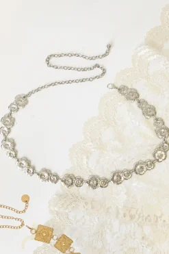 Metallic Floral Chain Belt