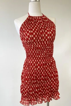 Mini Plaid Halter Dress