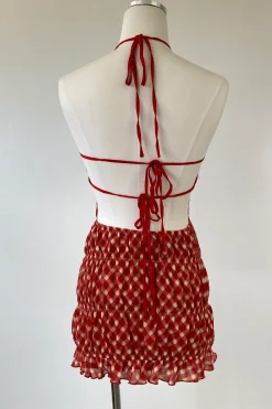Mini Plaid Halter Dress