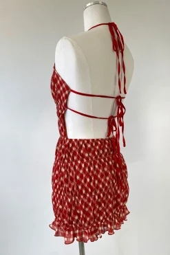 Mini Plaid Halter Dress