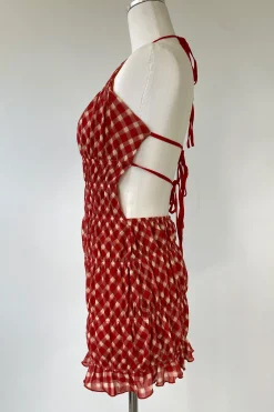 Mini Plaid Halter Dress