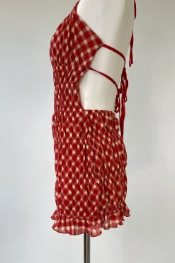 Mini Plaid Halter Dress