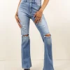 Nectar Premium Denim: The Olivine Distressed Bootcut Jeans