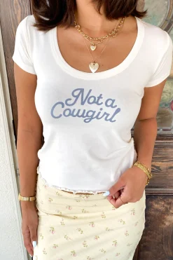 Not A Cowgirl Scoop Neck Graphic Baby Tee