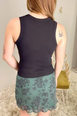 Olive Bead Embroidery Tank