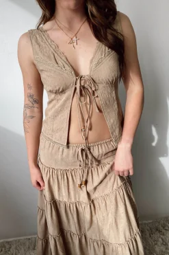 Open Front Tie Top
