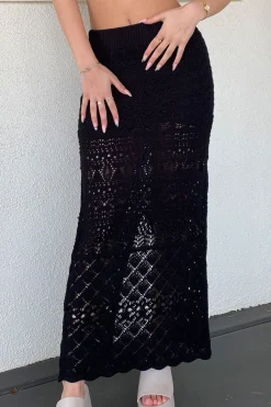 Openwork Knit Maxi Skirt