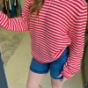 Oversized Crochet Striped Sweater