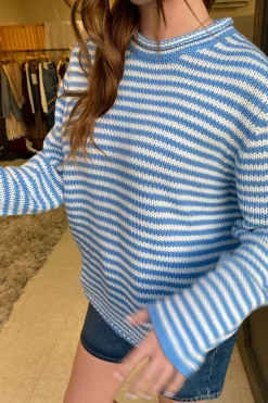 Oversized Crochet Striped Sweater