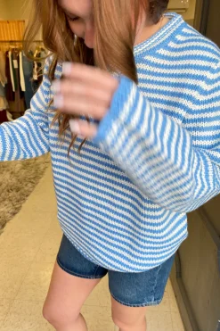 Oversized Crochet Striped Sweater