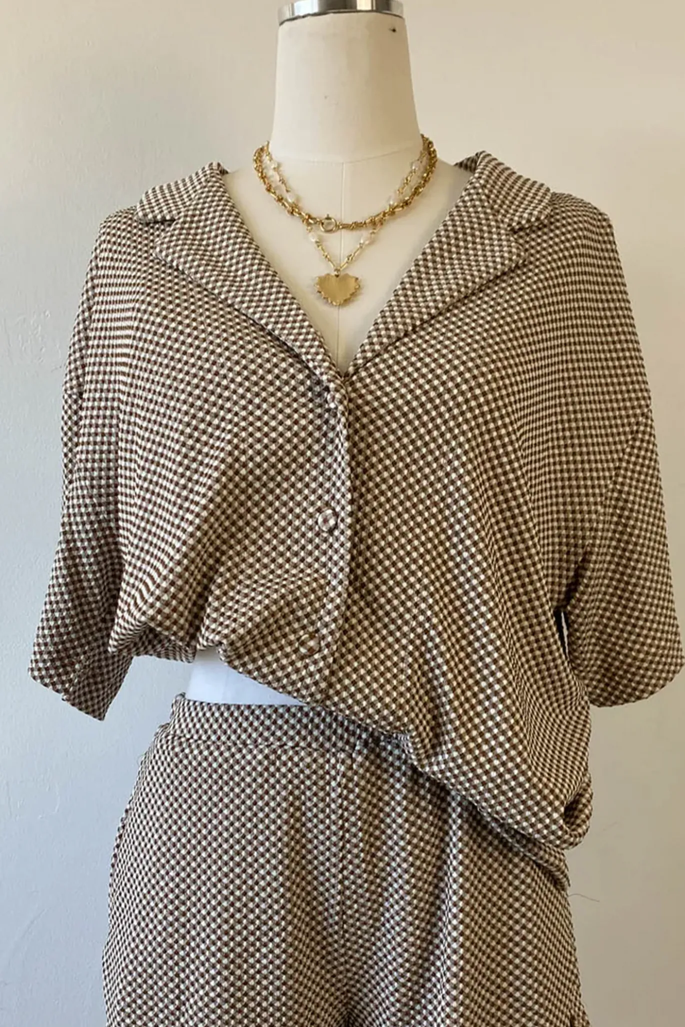 Oversized Gingham Short Sleeve Top