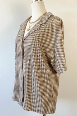 Oversized Gingham Short Sleeve Top