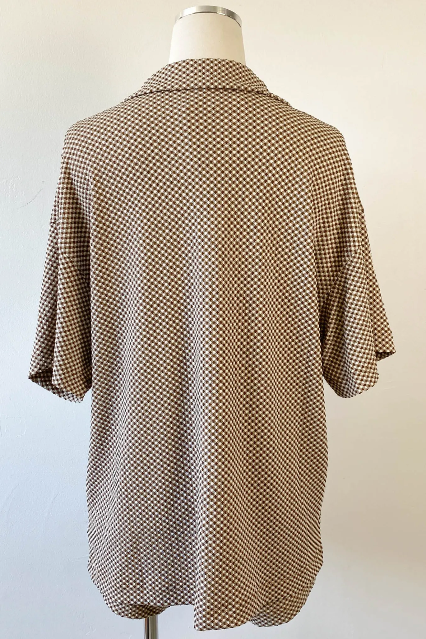 Oversized Gingham Short Sleeve Top